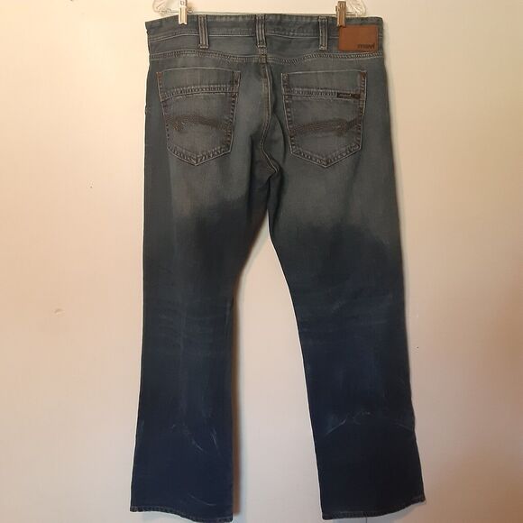 Mavi Jeans Josh Relaxed fit Straight Leg Men 38x32 Dark Blue Distressed Mid Rise - Picture 7 of 11